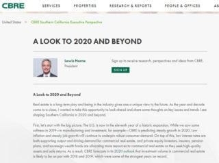 Lew Horne, President CBRE, A LOOK TO 2020 AND BEYOND Housing Innovation Collaborative