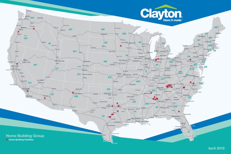 Clayton Homes 2018 Map Home Building Facilities Only Housing Innovation Collaborative