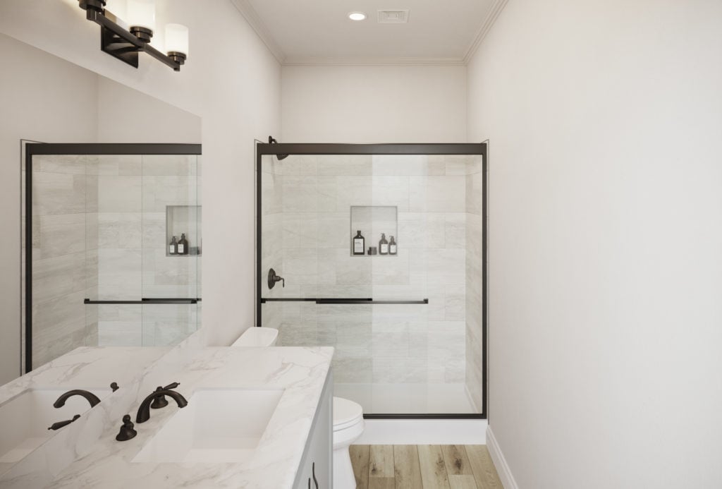Villa H450 Shower Pan 12x24 Tile White Countertop Urban Gray Cab Housing Innovation Collaborative